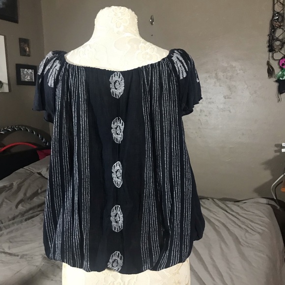 Free People Navy Embroidered Balloon Festival Top - Picture 7 of 7